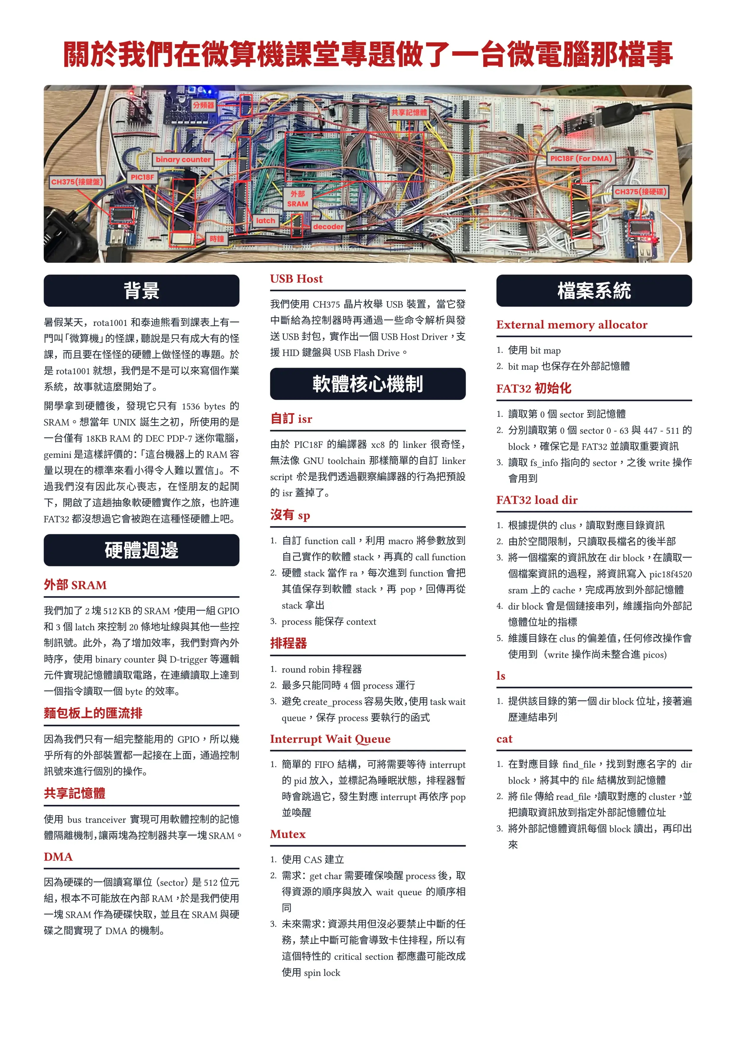 關於我們在微算機課堂專題做了一台微電腦那檔事